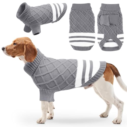 EMUST Pullover für Hunde, Niedlicher Haustier-Pullover mit Rollkragen & Ärmel, Warme Hundepullover für Mittelgroße Hunde für Indoor & Outdoor Aktivitäten, Grau L von EMUST