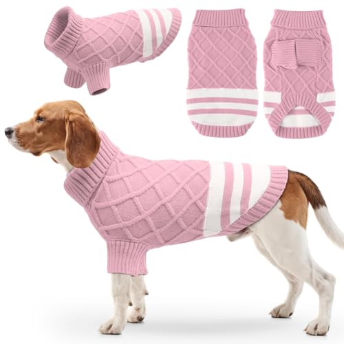 EMUST Pullover für Hunde, Niedlicher Haustier-Pullover mit Rollkragen & Ärmel, Warme Hundepullover für Mittelgroße Hunde für Indoor & Outdoor Aktivitäten, Rosa L von EMUST