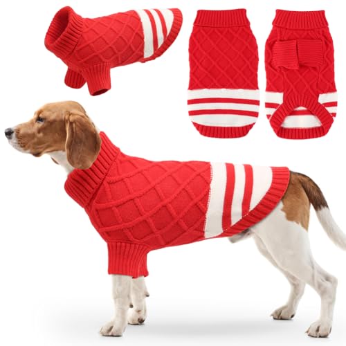 EMUST Pullover für Hunde, Niedlicher Haustier-Pullover mit Rollkragen & Ärmel, Warme Hundepullover für Mittelgroße Hunde für Indoor & Outdoor Aktivitäten, Rot L von EMUST