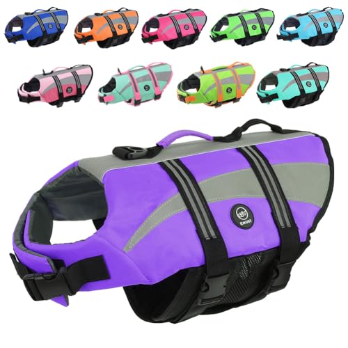 EMUST Rettungswesten für Hunde, leichte kleine/mittelgroße/große Hunde-Schwimmweste für Schwimmen/Boot/Wasser, Schwimmweste für große Hunde, Lila, XL EMUST Rettungswesten für Hunde, leichte kleine/mittelgroße/große Hunde-Schwimmweste für Schwimmen/Boot/Wasser, Schwimmweste für große Hunde, Lila, XL von EMUST