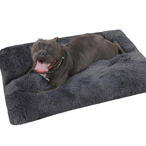 EN AyuL Großes Hundekissen, flauschige Plüschmatratze, orthopädisches Hundebett, mittelgroß, abnehmbar, waschbar, für große, mittelgroße und kleine Hunde (60 x 45 x 5 cm, Schwarz) von EN AyuL