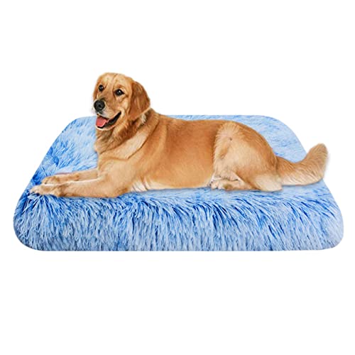 EN AyuL Hundebett-Matratze, groß, orthopädisch, Eierkiste, Schaumstoff, beruhigendes Hundebett, weiches, flauschiges Katzen-Schlafkissen, abnehmbar, waschbar (100 x 60 x 7 cm, blau) von EN AyuL