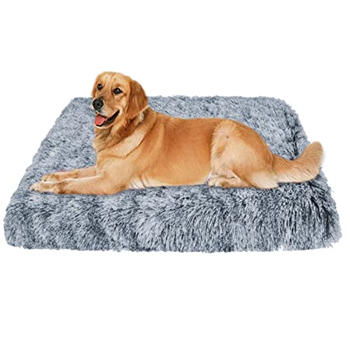 EN AyuL Hundebett-Matratze, groß, orthopädisch, Eierkiste, Schaumstoff, beruhigendes Hundebett, weiches, flauschiges Katzen-Schlafkissen, abnehmbar, waschbar (100 x 60 x 7 cm, dunkelgrau) von EN AyuL