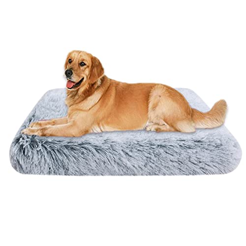 EN AyuL Hundebett-Matratze, groß, orthopädisch, Eierkiste, Schaumstoff, beruhigendes Hundebett, weiches, flauschiges Katzen-Schlafkissen, abnehmbar, waschbar (100 x 60 x 7 cm, grau) von EN AyuL