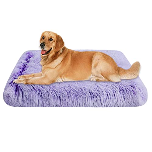 EN AyuL Hundebett-Matratze, groß, orthopädisch, Eierkiste, Schaumstoff, beruhigendes Hundebett, weiches, flauschiges Katzen-Schlafkissen, abnehmbar, waschbar (100 x 60 x 7 cm, lila) von EN AyuL