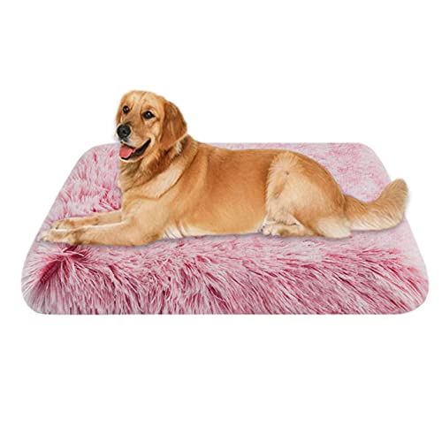 EN AyuL Hundebett-Matratze, groß, orthopädisches Hundebett, Eierkisten-Schaumstoff, beruhigendes Hundebett, weich, flauschig, Katzenschlafkissen, abnehmbar, waschbar (100 x 60 x 7 cm, Rose) von EN AyuL