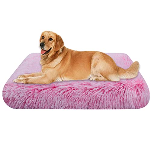 EN AyuL Hundebett-Matratze, groß, orthopädisches Hundebett, Eierkisten-Schaumstoff, beruhigendes Hundebett, weich, flauschig, Katzenschlafkissen, abnehmbar, waschbar (50 x 40 x 5 cm, Rosa) von EN AyuL