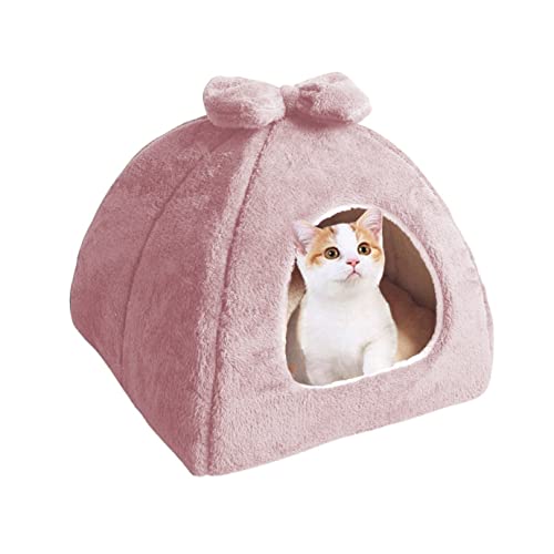 Haustierhöhle, Katzenbett, Haus, Hundeunterstand, Haustierzelt, Hausbett, rutschfestes, abnehmbares Hundekissen, Katzen, Iglu, weiches Haustierbett, Haus (45 x 45 x 40 cm, Rose) von EN AyuL