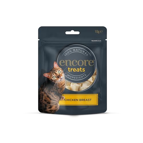 Encore 100% Natürliche Thunfischfilet-Katzensnacks, Gefriergetrocknet, Getreidefreie Gesunde Katzenleckerlis für Belohnungen & Training - Packung mit 12 x 10 g Beuteln von ENCORE