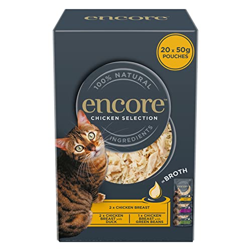 Encore Katzenfutter, 100% natürlich, Nassfutter für Katzen, Multipack Hühnerauswahl in Brühbeutel, 4 x 5 x 50 g (insgesamt 20 Beutel) von ENCORE