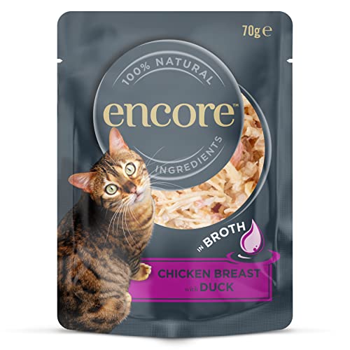 Encore Nassfutter für Katzen - Packung mit 16 Dosen à 70 g Huhn mit Ente in Brühe Encore Nassfutter für Katzen - Packung mit 16 Dosen à 70 g Huhn mit Ente in Brühe von ENCORE