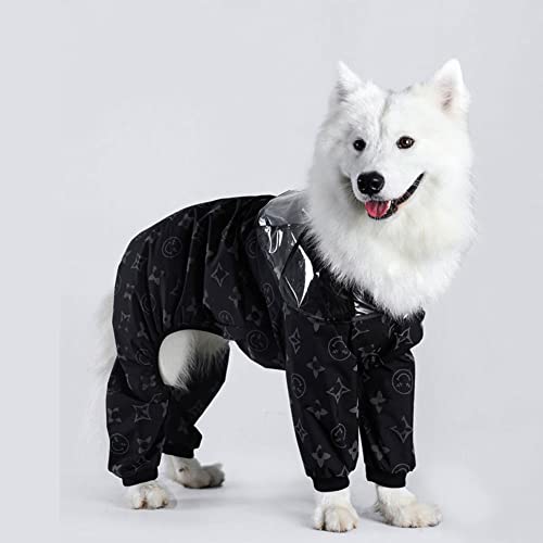 ENDBAG hundejacke Hunde-Regenmantel mit Kapuze, wasserdichter Regenmantel, reflektierender vierbeiniger Regenschutz-Overall, Welpe, mittelgroße und kleine Haustiere – Schwarz – L(Color:12,Size:) von ENDBAG