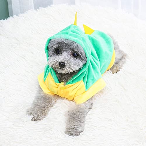 ENDBAG hundejacke Niedlicher Kleiner Dinosaurier-Regenmantel mit Kapuze, Welpen-Regenmantel mit Knopfleiste, 4-Bein-Overall, leichte, wasserdichte Kleidung(Color:M,Size:) von ENDBAG