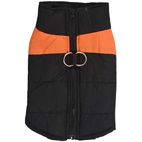 ENERRGECKO wasserdichte Haustier-Hundewelpen-Weste-Jacke, die Warmen Winter-Hundekleidungs-Mantel Kleidet (Orange + Schwarzes) M von ENERRGECKO
