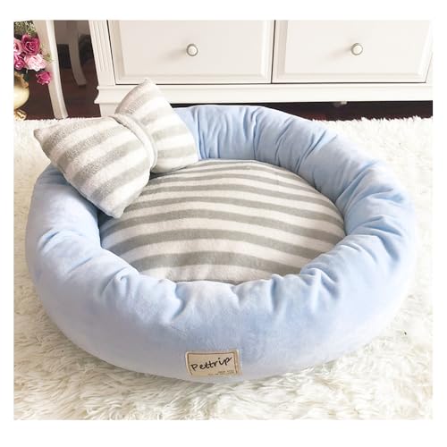 ENGEL WEMANG Hundebett flauschig Vier Jahreszeiten rutschfeste Katzenbett für Hauskatzen und kleine Hunde,Bettchen waschbar Mit Kissen (Blau, M) von ENGEL WEMANG