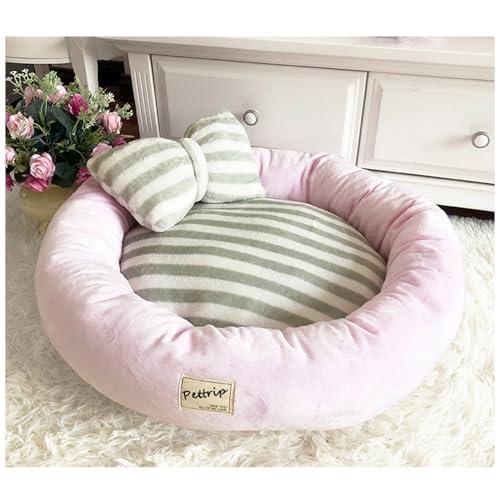 ENGEL WEMANG Hundebett flauschig Vier Jahreszeiten rutschfeste Katzenbett für Hauskatzen und kleine Hunde,Bettchen waschbar Mit Kissen (Rosa, L) von ENGEL WEMANG