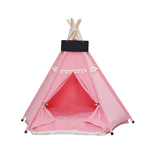 ENGEL WEMANG Hundezelt,Katzenzelt weiche Hundebetten für kleine und mittlere Hunde Mit passendem Kissen und Namensschild60x60x70cm(L Rosa) von ENGEL WEMANG