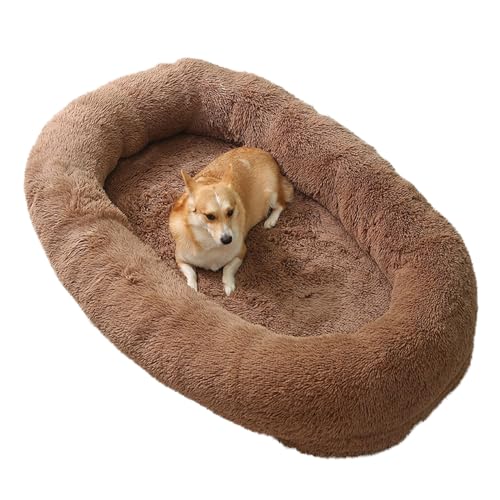 ENGEL WEMANG Super großes Luxus-Haustierbett, großes Hundebett, niedlich, weich und isoliert, abnehmbare 3,5cm Lange Wolle 165x95x30cm braun von ENGEL WEMANG