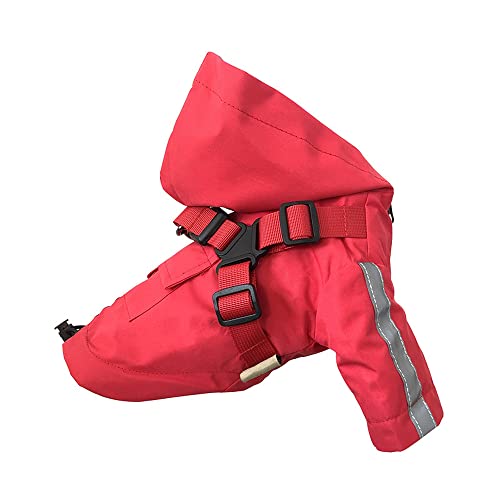 Hunderegenmantel PU-Material Wasserdichter mit Reflektoren und Riemen(rot XL) von ENGEL WEMANG