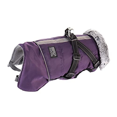 Hunderegenmantel Warme Hunde Mantel Wasserdichter Hundemantel mit Reflektoren und Riemen (Violett L) von ENGEL WEMANG