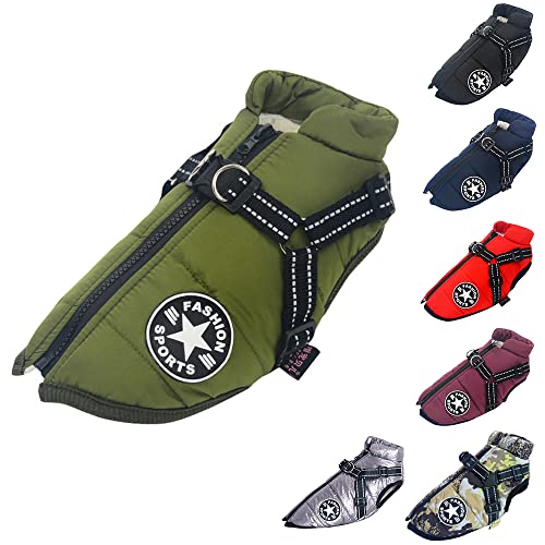 Hundeweste,Hundemantel Wasserdicht,Warme Weste mit Hundegeschirr Winter Warm und weich 9 Farben-Grün 3XL Hundeweste,Hundemantel Wasserdicht,Warme Weste mit Hundegeschirr Winter Warm und weich 9 Farben-Grün 3XL von ENGEL WEMANG