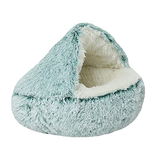 Katzenbett Haustier Schlafsack Winter Kuppel Hundehaus Katzenhaus Waschbar Herbst / Winter Plüsch Haustier Kissen Rutschfestes Flauschiges Bett Grün M-50cm von ENGEL WEMANG