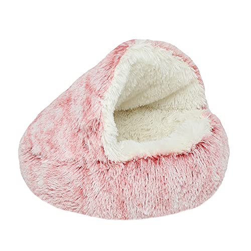 ENGEL WEMANG Katzenbett Haustierschlafsack Winter Kuppel Hundehaus Katzenhaus Waschbar Herbst/Winter Plüsch Haustierkissen Rutschfestes Flauschiges Bett Rosa M-50cm von ENGEL WEMANG