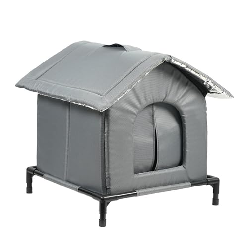 Katzenhaus Für Draußen Winterfest Wasserdicht und feuchtigkeitsdichtKatzenhöhle Haustierhaus Warm Hundehöhle Waschbar Hundehaus Tierheim Für Streuner Haustiere (Grau, M 36x36cm ≤6kg) von ENGEL WEMANG