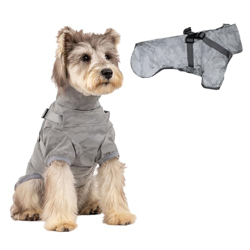 Regenmantel Hund,Wasserdichter Regenmantel Geeignet für Hunde mit 2,5kg-15kg Gewich Hundemantel für Hunde (Graue Verkleidung, 2XL) von ENGEL WEMANG