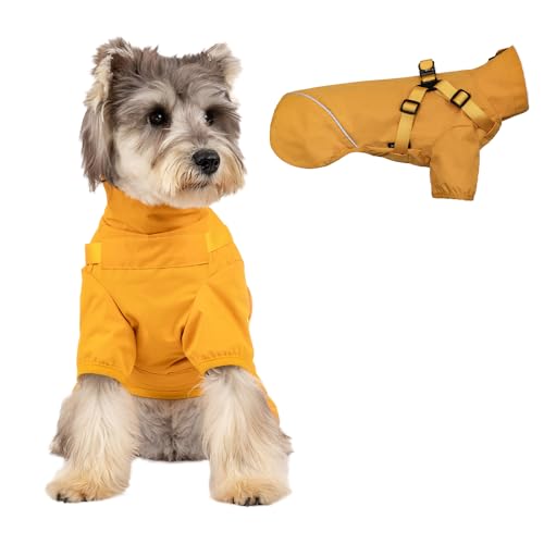 Regenmantel Hund,Wasserdichter Regenmantel Geeignet für Hunde mit 2,5kg-15kg Gewich Hundemantel für Hunde (Orange Gelb, XL) von ENGEL WEMANG