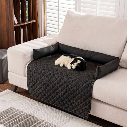 ENGFGH Pelzbarn Kühlendes Sofabett, Pelsbarn Sofaschutz – Vier Jahreszeiten Universal, Maschinenwaschbares Hundebett, Eisseide Komfortmattefür Kleine Bis Große Haustiere(Black,75 * 75cm) von ENGFGH