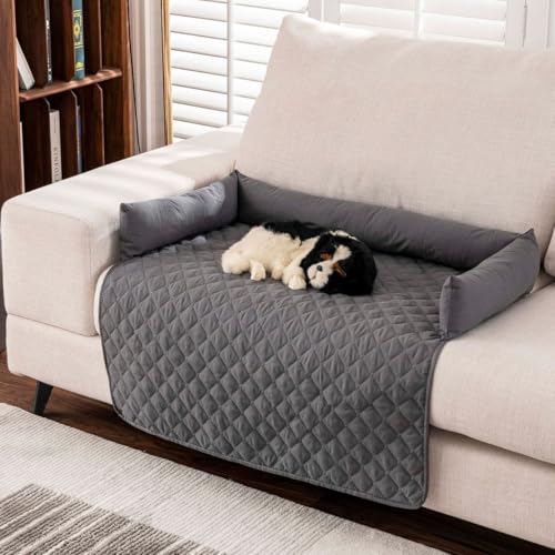 ENGFGH Pelzbarn Kühlendes Sofabett, Pelsbarn Sofaschutz – Vier Jahreszeiten Universal, Maschinenwaschbares Hundebett, Eisseide Komfortmattefür Kleine Bis Große Haustiere(Dark Grey,90 * 135cm) von ENGFGH