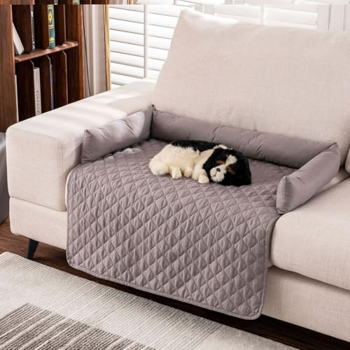 ENGFGH Pelzbarn Kühlendes Sofabett, Pelsbarn Sofaschutz – Vier Jahreszeiten Universal, Maschinenwaschbares Hundebett, Eisseide Komfortmattefür Kleine Bis Große Haustiere(Light Grey,75 * 75cm) von ENGFGH