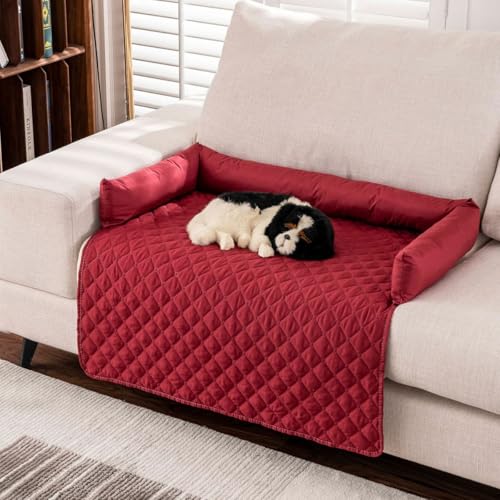 ENGFGH Pelzbarn Kühlendes Sofabett, Pelsbarn Sofaschutz – Vier Jahreszeiten Universal, Maschinenwaschbares Hundebett, Eisseide Komfortmattefür Kleine Bis Große Haustiere(Red,75 * 75cm) von ENGFGH