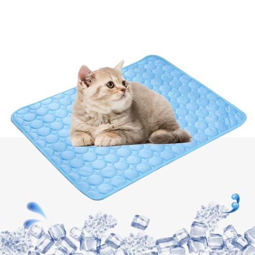 ENGFGH Summer Cooling Mat for Dogs and Cat, Heat Relief Pet Ice Silk Pad for Crates, Kennels and Beds - Portable and Washable(Blue,50x60cm) von ENGFGH