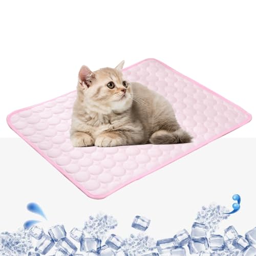 ENGFGH Summer Cooling Mat for Dogs and Cat, Heat Relief Pet Ice Silk Pad for Crates, Kennels and Beds - Portable and Washable(Pink,55x70cm) von ENGFGH
