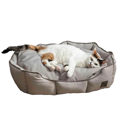 ENGLISH HOME Katzenbett, Katzenbetten für Innenkatzen, Abnehmbarer Bezug, maschinenwaschbares Hundebett, gefülltes Kissen, Haustierbett für Hunde und Katzen 40x60x17 cm, Grau von ENGLISH HOME