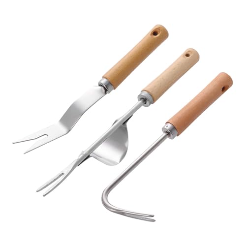 ENLACE 3 Stück Unkrautstecher Edelstahl, Manueller Unkrautjäter mit Holzgriff, Garten Manueller Weeder Wurzeljäter Gartengerät, Wurzeljäter Unkrautgabel für Garten zum Graben, Umpflanzen, Jäten ENLACE 3 Stück Unkrautstecher Edelstahl, Manueller Unkrautjäter mit Holzgriff, Garten Manueller Weeder Wurzeljäter Gartengerät, Wurzeljäter Unkrautgabel für Garten zum Graben, Umpflanzen, Jäten von ENLACE
