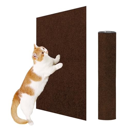 ENONCI Katzen Kratzmatte, Kratzmatte Selbstklebend, Katzenkratzschutz für Sofa Teppich, Anti-Kratz-Möbelschutz, Wiederverwendbarer Couch-Schutz für Haustiere (Braun, 60CM) von ENONCI