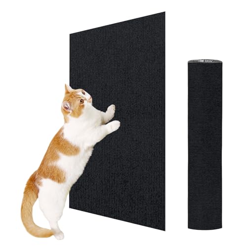 ENONCI Katzen Kratzmatte, Kratzmatte Selbstklebend, Katzenkratzschutz für Sofa Teppich, Anti-Kratz-Möbelschutz, Wiederverwendbarer Couch-Schutz für Haustiere (Schwarz, 60CM) von ENONCI