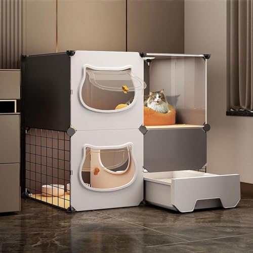 Katzenmöbel, Katzenschlafsessel, Abnehmbare Katzenkiste, Katzengehege mit Katzentoilette, Katzenhaus, Haustierlaufstall, Kleintierkäfig for Katzen und Kleintiere(75x39x73cm) von ENSDIEPLS