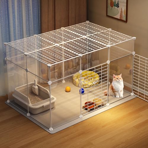 Katzenmöbel, Katzenschlafsessel, Innenbereich – Katzengehege aus Metalldraht mit Tür, Abnehmbarer Tierzwinger for Kätzchen, kleine Katzen und andere Tiere von ENSDIEPLS
