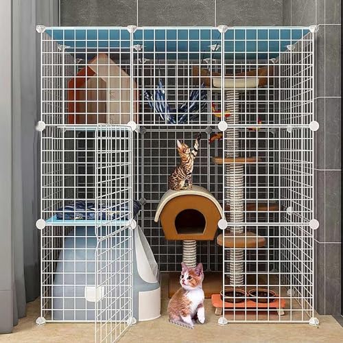 Katzenmöbel, Katzenschlafsessel, Katzengehege for den Innenbereich, großer Katzenlaufstall, abnehmbare Katzenzwinger aus Metall, Frettchen-Kleintierkäfig, groß for Katzen und Kleintiere(110x75x109cm) von ENSDIEPLS