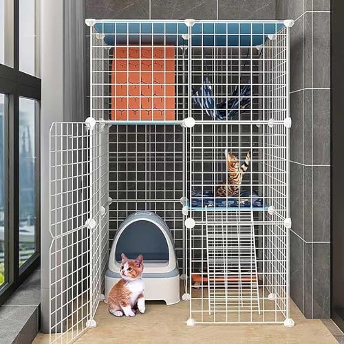 Katzenmöbel, Katzenschlafsessel, Katzengehege for den Innenbereich, großer Katzenlaufstall, abnehmbare Katzenzwinger aus Metall, Frettchen-Kleintierkäfig, groß for Katzen und Kleintiere(75x75x109cm) von ENSDIEPLS