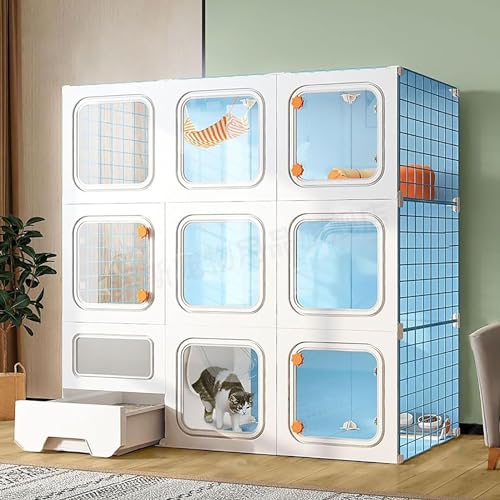 Katzenmöbel, Katzenschlafsessel, Katzengehege for den Innenbereich mit Katzentoilette, Katzenkäfig, abnehmbares Katzenhaus, Katzenzucht mit Hängematte for Katzen und Kleintiere(105x35x105cm) von ENSDIEPLS