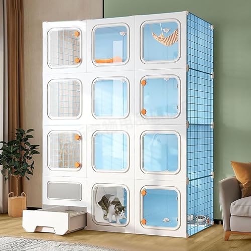 Katzenmöbel, Katzenschlafsessel, Katzengehege for den Innenbereich mit Katzentoilette, Katzenkäfig, abnehmbares Katzenhaus, Katzenzucht mit Hängematte for Katzen und Kleintiere(105x35x140cm) von ENSDIEPLS