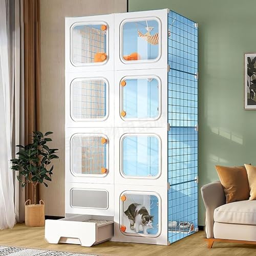 Katzenmöbel, Katzenschlafsessel, Katzengehege for den Innenbereich mit Katzentoilette, Katzenkäfig, abnehmbares Katzenhaus, Katzenzucht mit Hängematte for Katzen und Kleintiere(70x35x140cm) von ENSDIEPLS