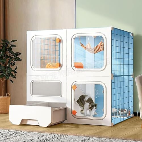 Katzenmöbel, Katzenschlafsessel, Katzengehege for den Innenbereich mit Katzentoilette, Katzenkäfig, abnehmbares Katzenhaus, Katzenzucht mit Hängematte for Katzen und Kleintiere(70x35x70cm) von ENSDIEPLS