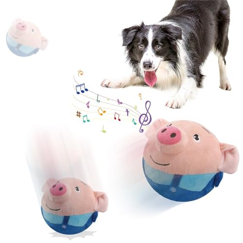 ENTENTE Active Moving Pet Plush Toy, 2024 New Interactive Dog Toys Talking Squeaky Moving Ball Toy, Washable Cartoon Pig Plush Sound Electronic Dog Toy, Cute Shake Bounce Toys for Dog Cats (Blue Pig) von ENTENTE