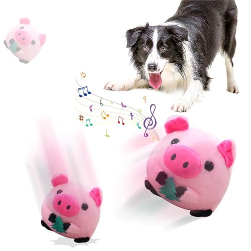 ENTENTE Active Moving Pet Plush Toy, 2024 New Interactive Dog Toys Talking Squeaky Moving Ball Toy, Washable Cartoon Pig Plush Sound Electronic Dog Toy, Cute Shake Bounce Toys for Dog Cats (Pink Pig) von ENTENTE